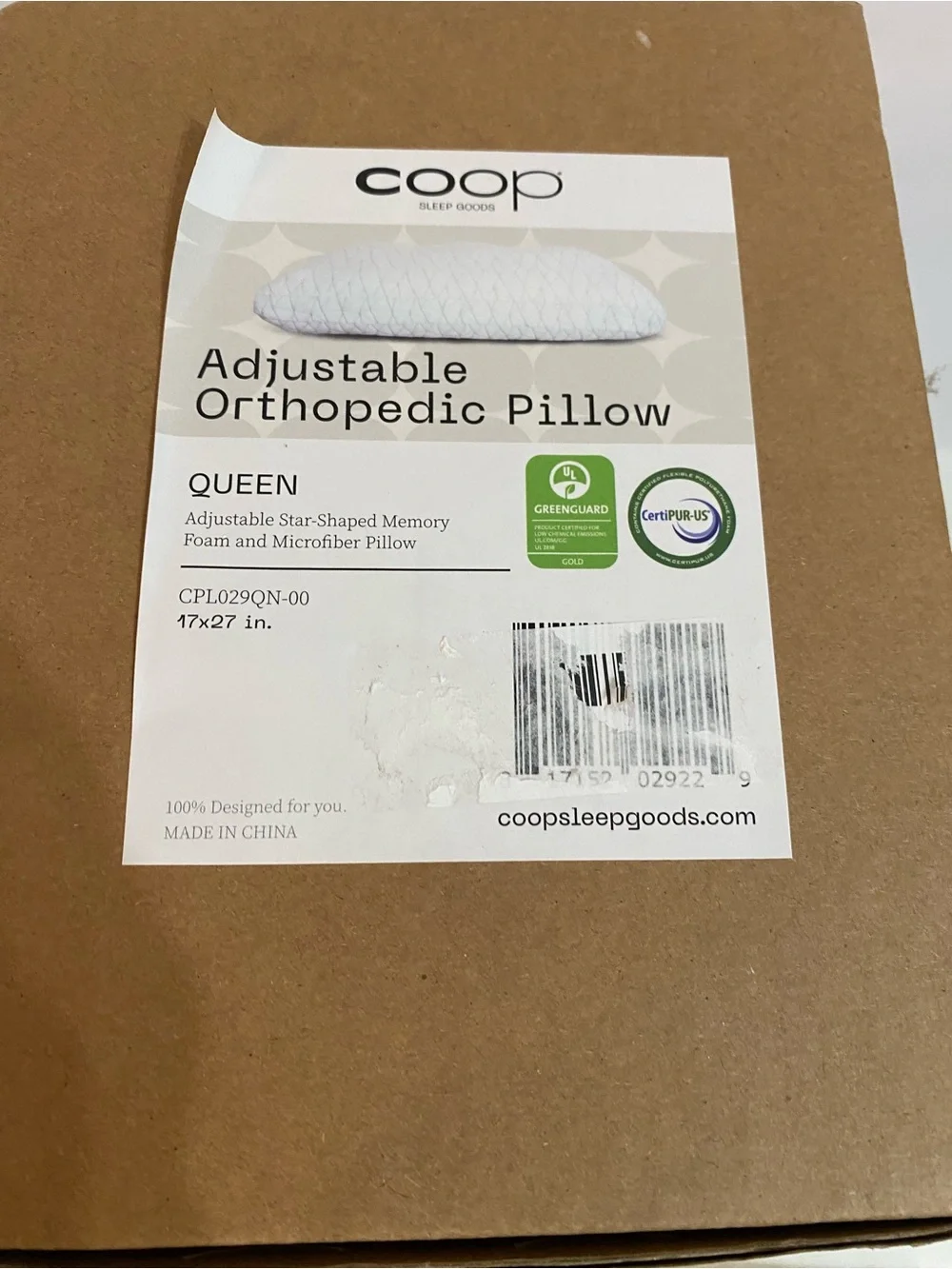 Coop Home Goods Original Adjustable Pillow, Queen Size Bed Pillow for Sleeping,